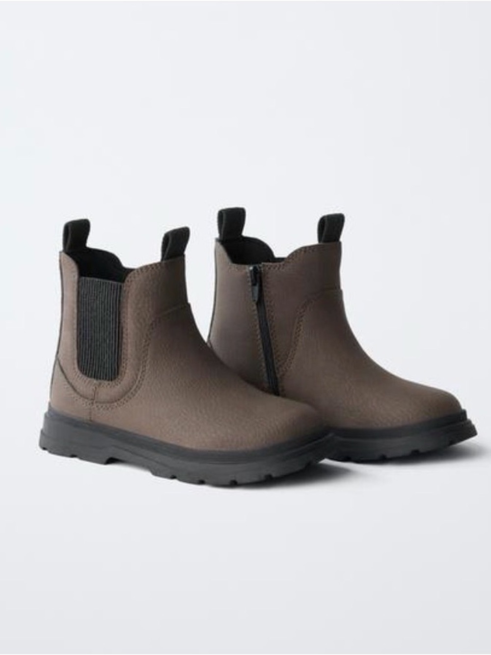 Size 13 - ZARA chelsea brown ankle boots with black sole